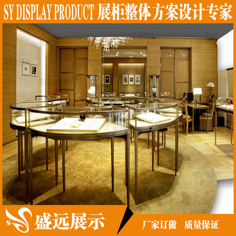 圆珠宝柜定制展柜 珠宝玻璃柜 不锈钢珠宝展柜定做 不锈钢玻璃柜