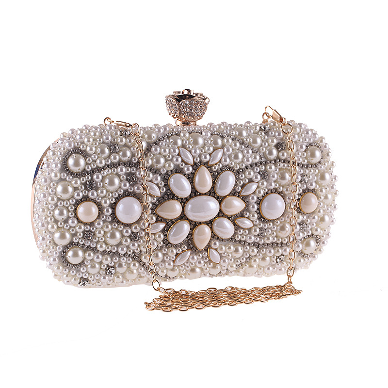Craft Pearl Hard Shell Diamond Studded Dinner Bag Fashion Chain Bag Women's Handle Small Square Bag display picture 5