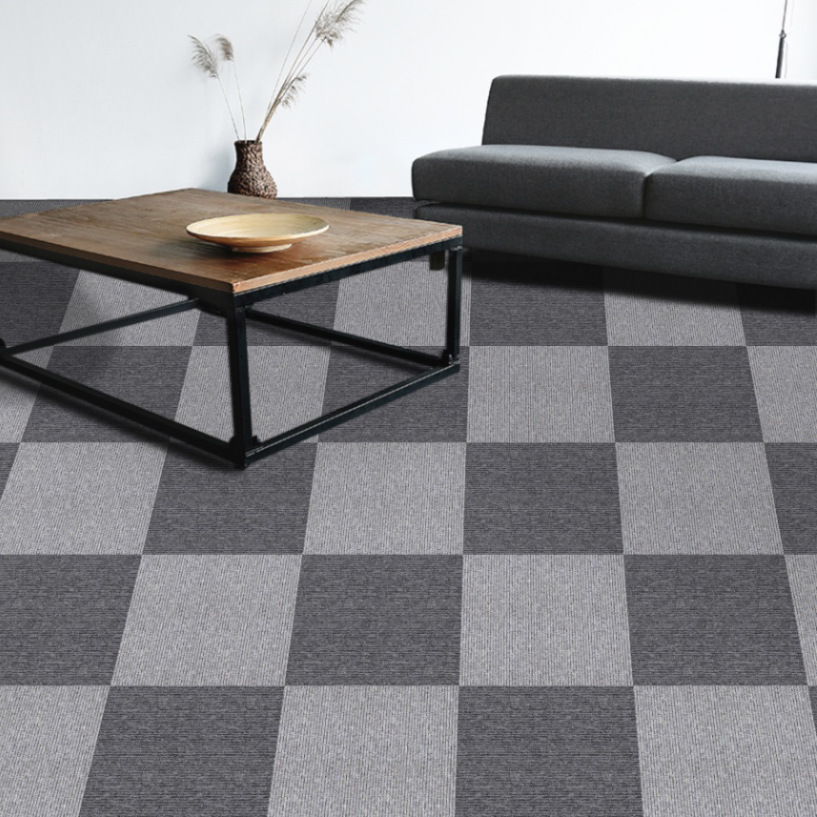 厂家直销PVC条纹办公室拼接地毯50*50会议室商用健身房地毯