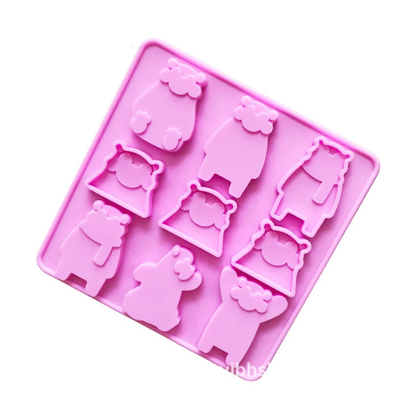 DIY silicone 9 consecutive bears different action handmade biscuits chocolate model silicone gel cake baking mold