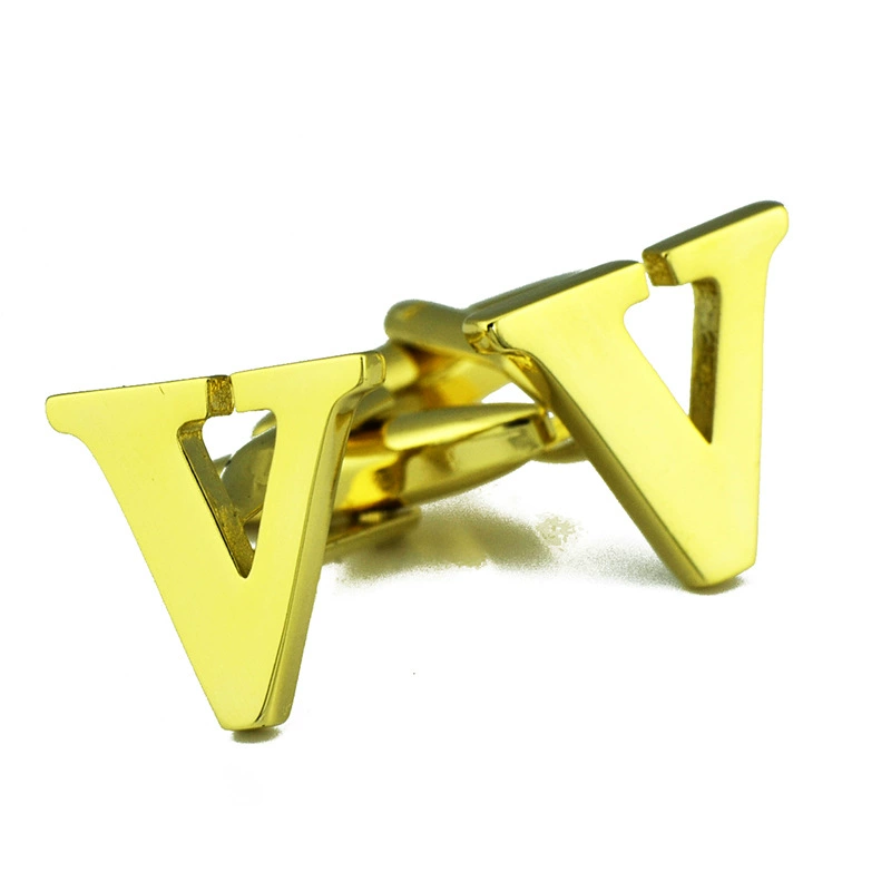 英博 [金色字母V袖扣 优质小字母袖钉 法式衬衫48cufflinks/900111]