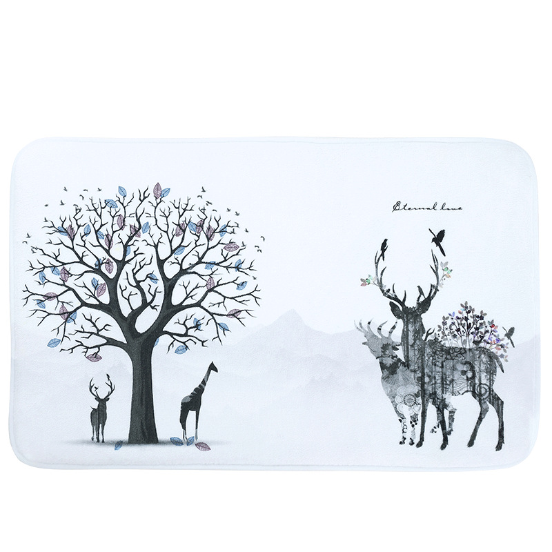 Alfombra de puerta de baño de estilo nórdico alfombra de piso impresa no tejida super suave alfombra de piso de felpa corta hogar absorbente alfombra de piso impresa