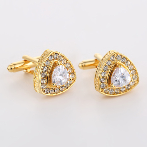 High-quality foreign trade cufflinks, purchasing European and American French cufflinks, white zircon crystal diamond-encrusted triangular cuffs 327