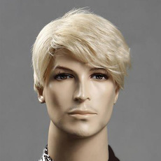 跨境外贸热销货源斜刘海蓬松欧美男士假发 wigs 欧美男士时尚假发