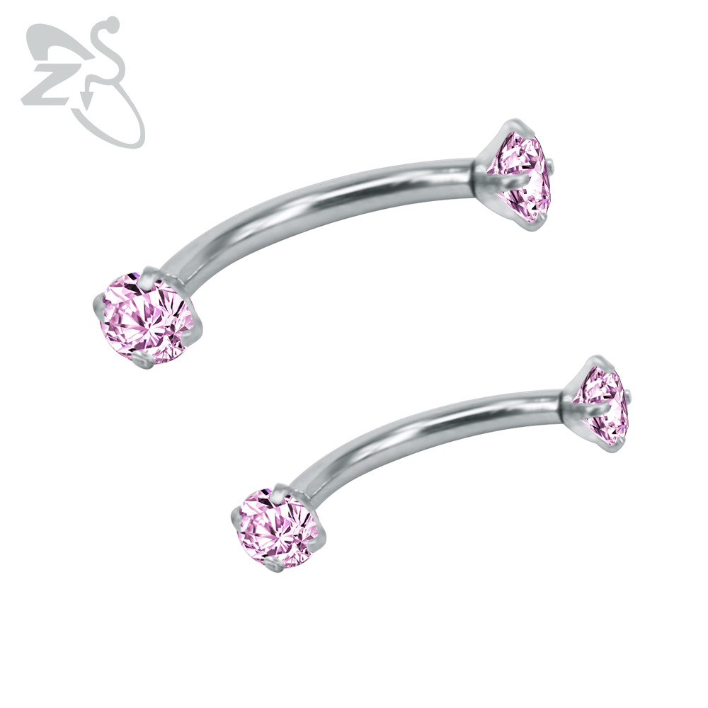 316L Stainless Steel Diamond Eyebrow Ring Round Zircon Eyebrow Barbell Piercing Jewelry Wholesale detail image 9