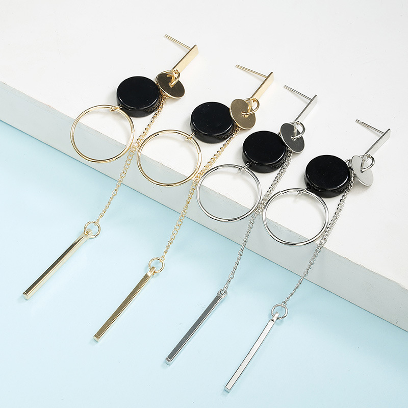 Nihaojewelry Simple Disc Tassel Long Earrings Wholesale Jewelry display picture 2