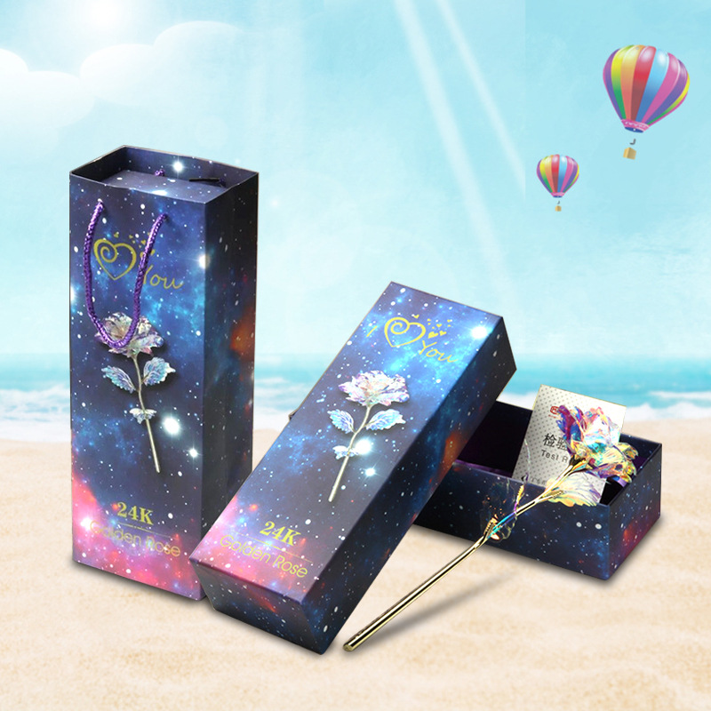 廠家跨境批發金箔玫瑰led仿真花七夕聖誕節創意禮品女友小禮物