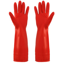 Lớn màu đỏ dài dày nhà găng tay cao su nhà bếp làm sạch cao su không thấm nước làm việc giặt quần áo giặt găng tay Găng tay làm việc nhà