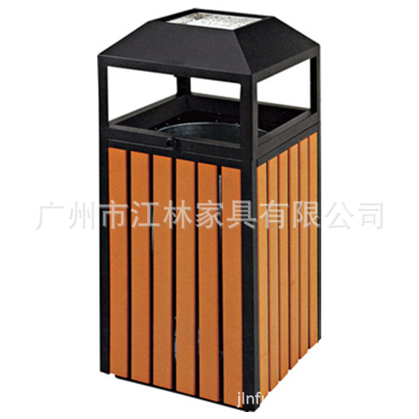 户外防腐木小区环卫垃圾箱果皮箱小圆桶 钢木单桶垃圾桶厂家批发