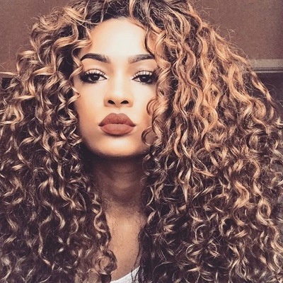 African small curly hair women's explosive head fluffy long curly hair chemical fiber hair brown headgear
