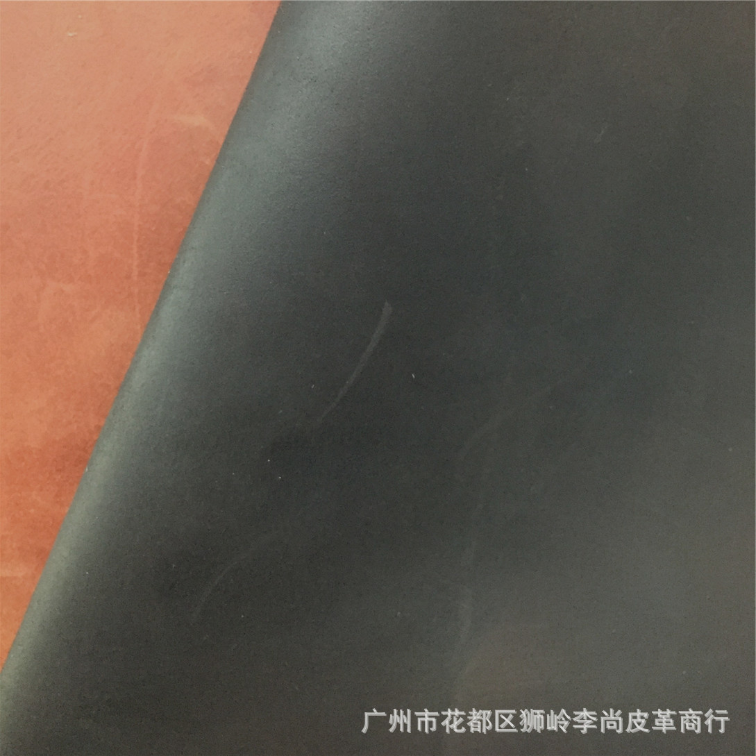 疯马皮头层变色牛皮足尺环保皮料 黑色有现货