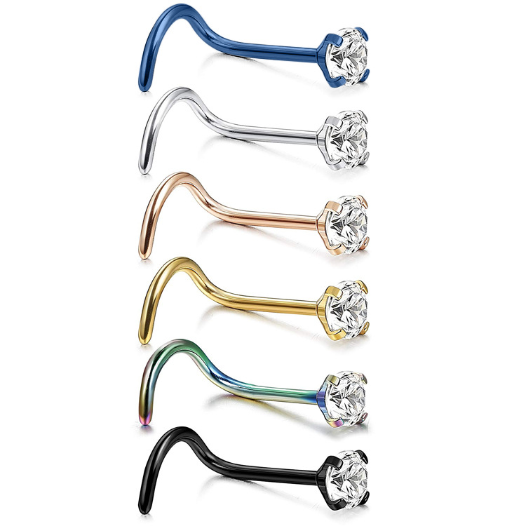 new pattern Europe and America Selling Anti allergy Stainless steel Human puncture zircon Diamond Nose nail Ear Studs Jewelry goods in stock wholesale