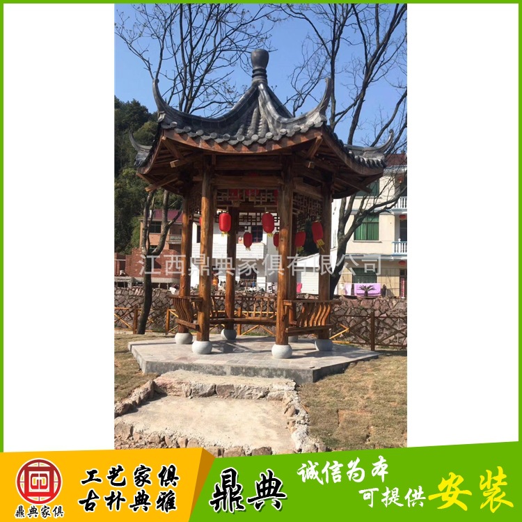 Jiangxi Province Arbor Manufactor Anticorrosive wood Arbor woodiness Anticorrosive wood Arbor Six corners Ancient To fake something antique outdoors Arbor customized
