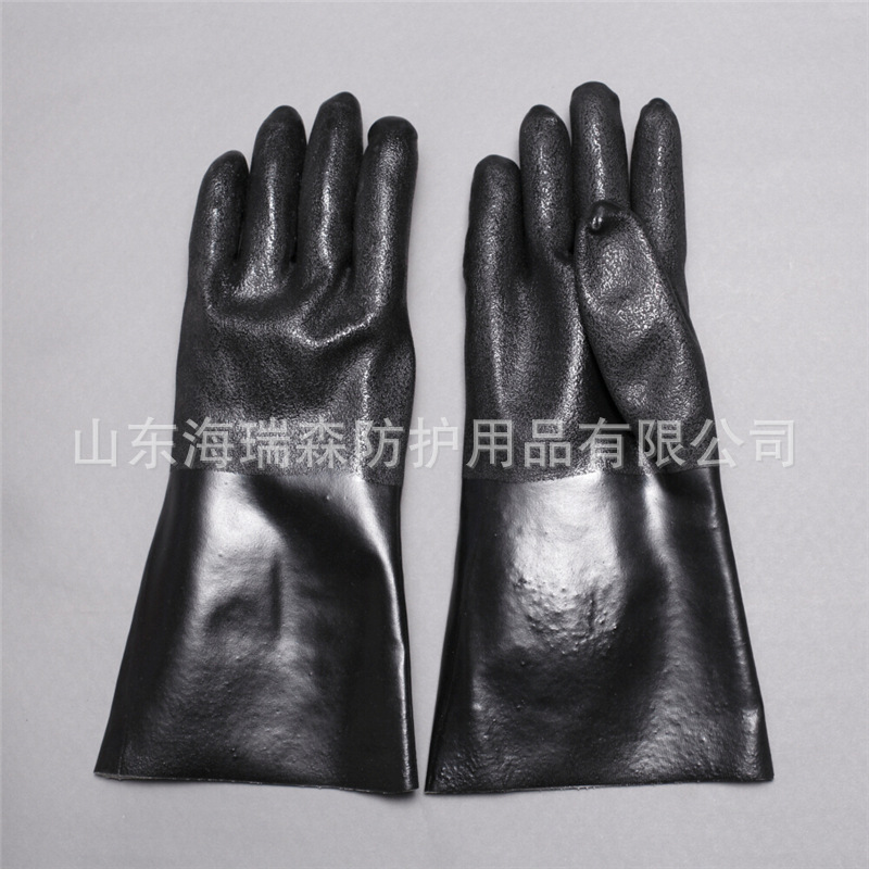 厂家销售耐油手套 耐磨机械防护手套 PVC劳保磨砂加厚浸塑手套