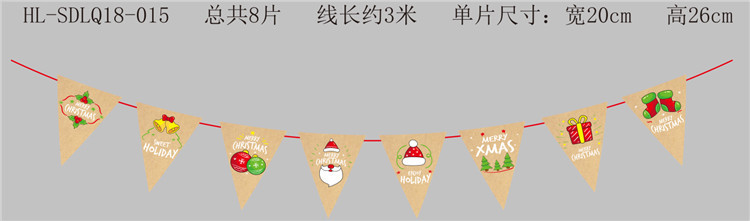 Decoraciones de Navidad Bandera de triángulo Feliz Navidad bandera colorida Bandera de doble cara Ventana de Navidad diseño familiar bandera colgante