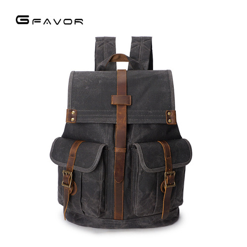2024 New Men's Backpack Men's Oil Waxed Canvas Backpack Backpack Retro Travel Bag Waterproof Travel Backpack