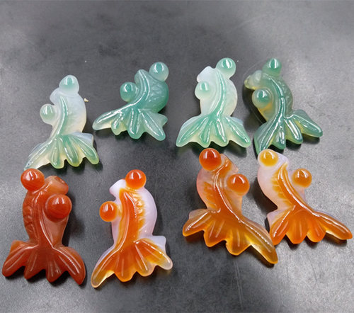 Affordable jade jewelry, agate and goldfish pendant, red agate goldfish charm