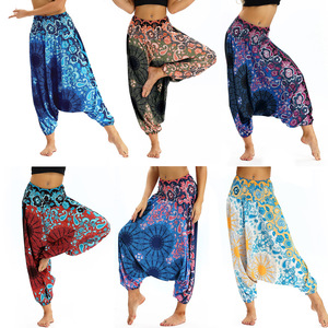 Yoga pants for women Flower digital printing high waist Fitness Yoga Pants women yoga loose lantern pants 