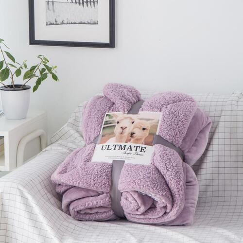 Foreign trade solid color macaron autumn and winter double-layer blanket thickened Farley velvet lamb velvet blanket live leisure composite blanket