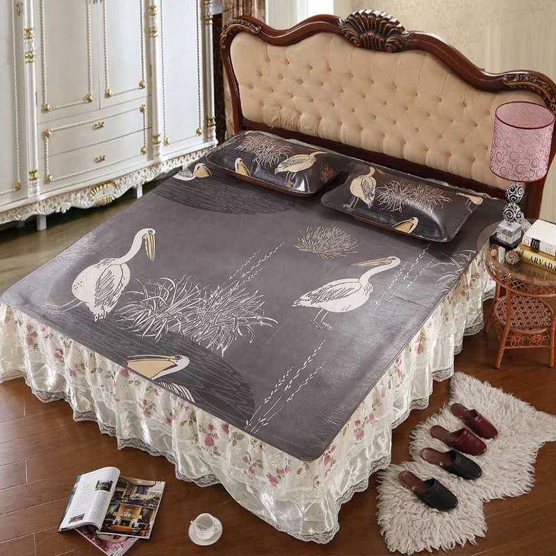 水牛头层牛皮凉席三件套真皮彩色席舒适加厚牛皮凉席厂家批发定做