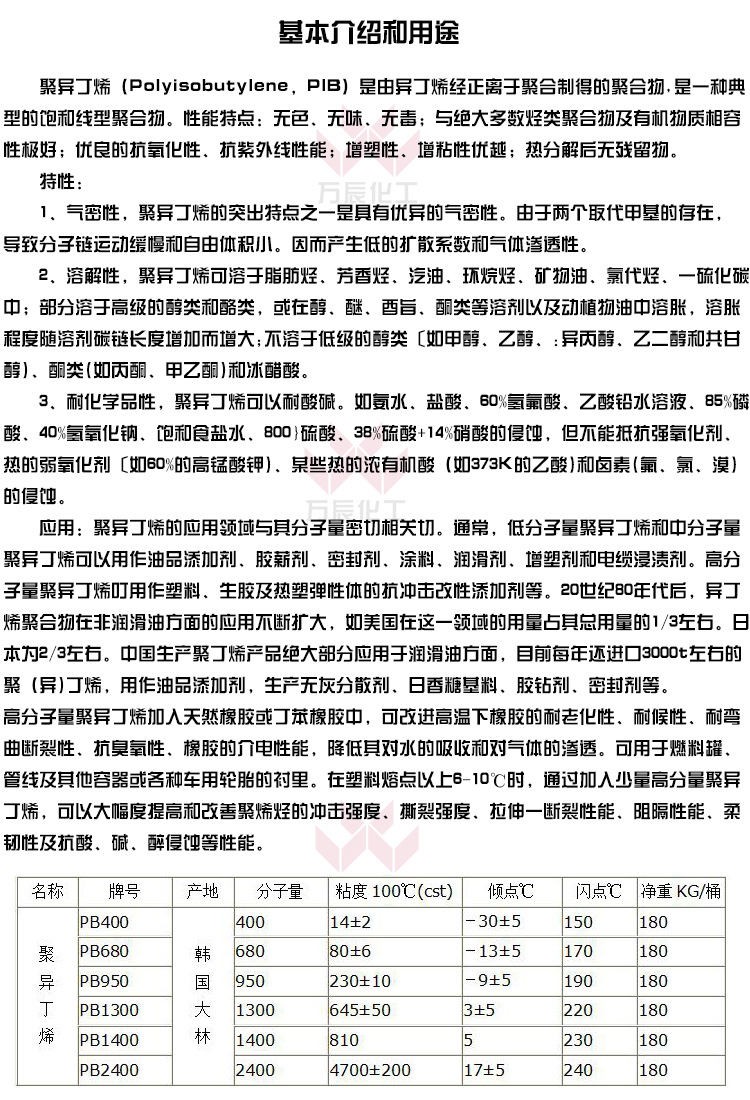 韩国大林PB产品介绍