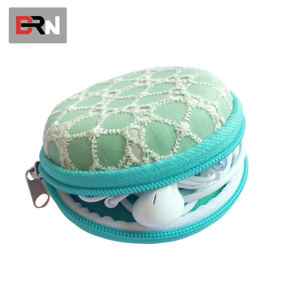 厂家批发圆形EVA小清新蓝牙耳机包 数据线收纳包数码产品包装盒