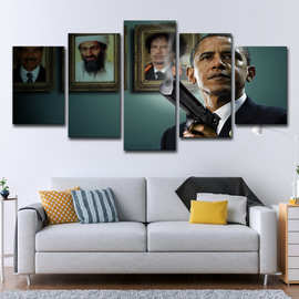 跨境ebay 跨境拉克•奥巴马(Barack Obama)画5块帆布艺术装饰