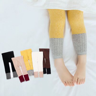 18 new pattern Autumn and winter Boy pants Children pantyhose Leggings pure cotton three-dimensional knitting Korean Edition Color matching Ninth pants