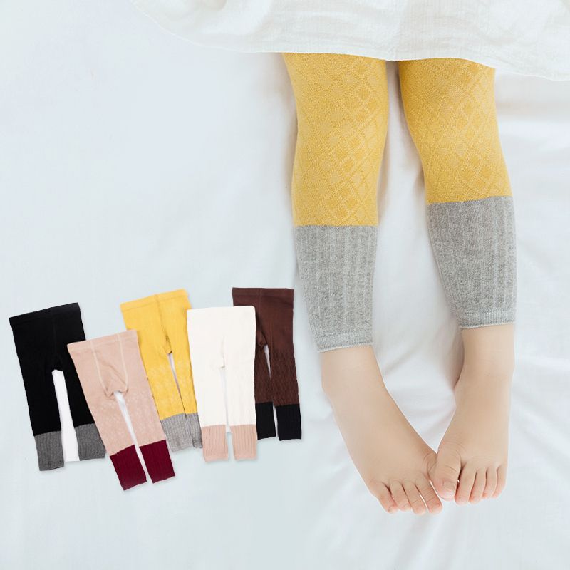 18 new pattern Autumn and winter Boy pants Children pantyhose Leggings pure cotton three-dimensional knitting Korean Edition Color matching Ninth pants