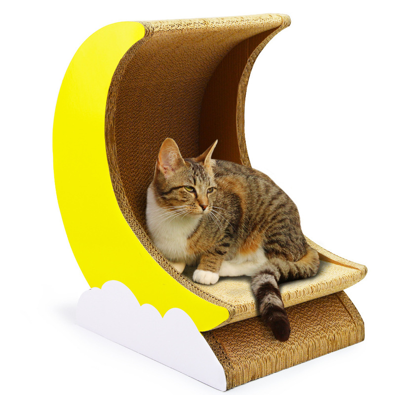 Cat scratch board-corrugated paper cat play board-cat nest cat house cat bowl-Trojan horse + Moon