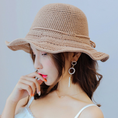 日系小清新夏季渔夫帽女韩版百搭甜美客气透气可折叠防晒遮阳帽女|ru
