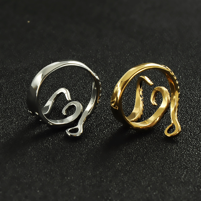 Wholesale Jewelry Punk Octopus Tentacle Stainless Steel Adjustable Ring Nihaojewelry display picture 13