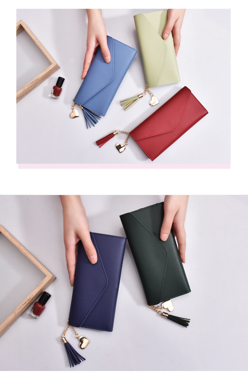 Fashion Solid Color Tassel Square Buckle Small Wallet Clutch Bag display picture 4