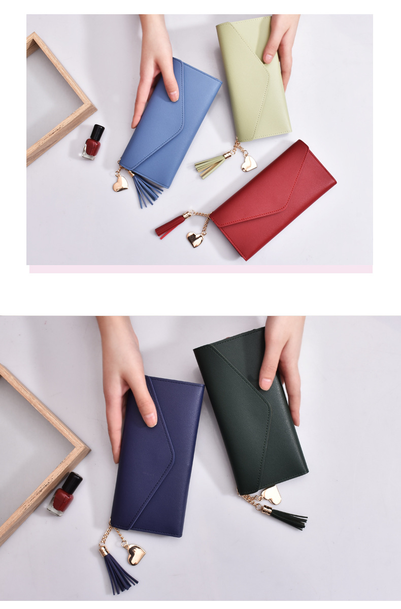 Tassel Design Fashion Style Square Shape Fashion Solid Color Tassel Square Buckle Small Wallet Clutch Bag
