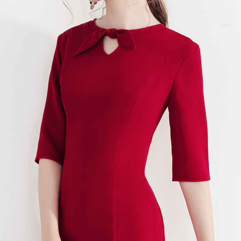 Vestido de noche para mujer, estilo brindis de novia, nueva colección 2026, para bodas y compromisos de otoño y verano, de manga media y largo medio, para banquetes y reuniones anuales.