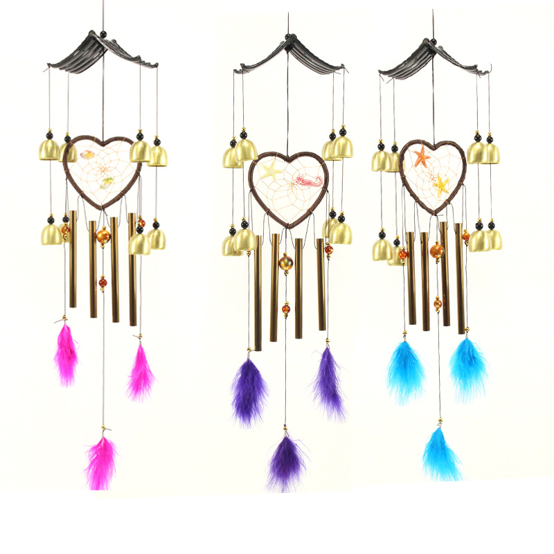 Attrape-rêves créatif, carillon éolien en métal, ornement en forme de cloche et de cœur, pendentif animal, décoration intérieure, cadeau artisanal, transfrontalier_voghion.com