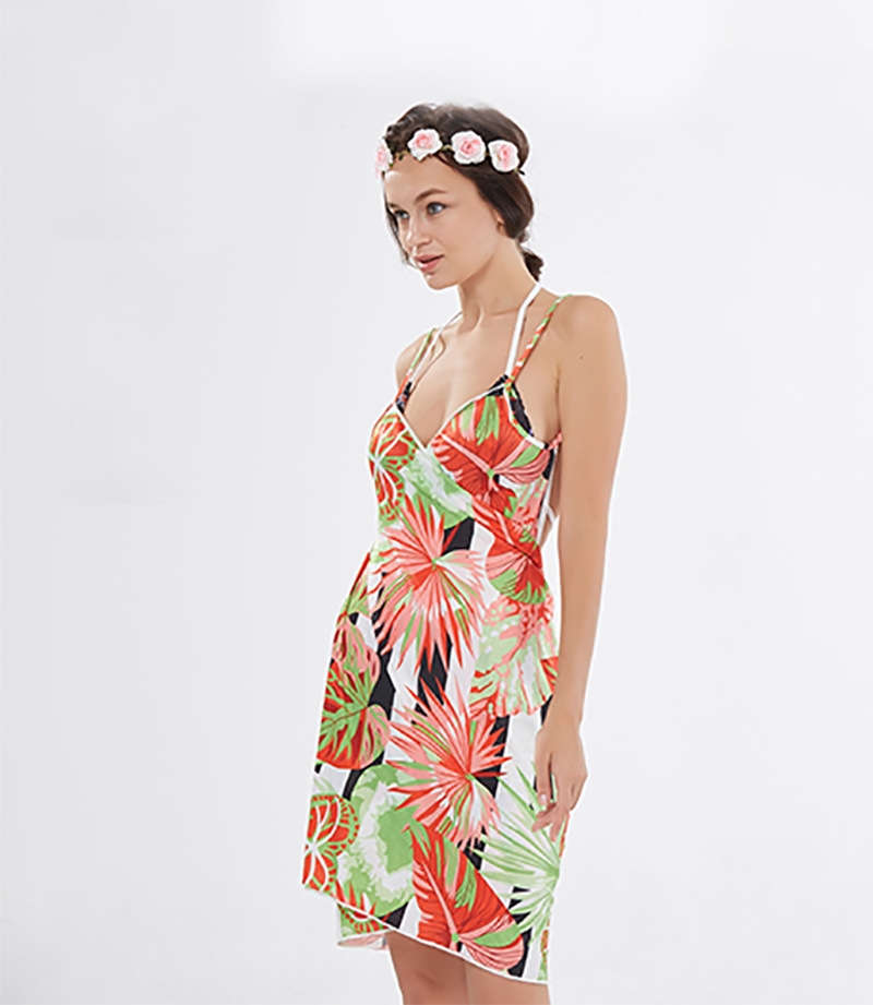 Bohemian Summer Beach Cover Up Floral Print Multi Functional Lightweight Fabric Perfect for Swimwear and Sun