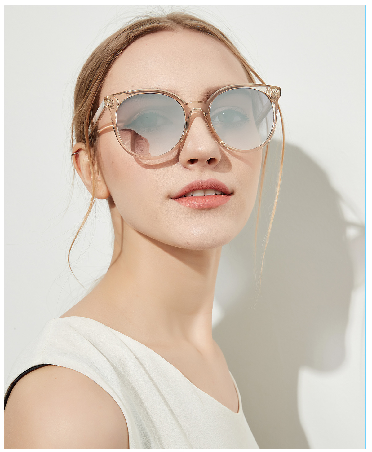 round retro transparent frame glasses NSXU57293