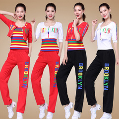 Tingzimei 2020 square dance clothing new suit spring and summer cotton sports three-piece suit fitness competition performance clothing for women