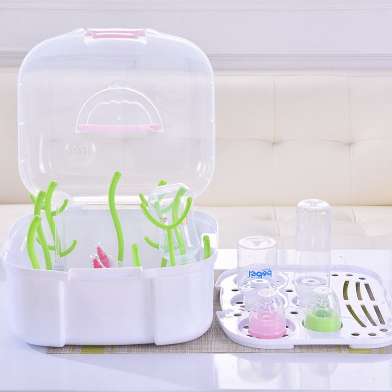 邦贝小象奶瓶 餐具收纳防尘箱婴儿 便携式宝宝 手提奶粉盒整理箱