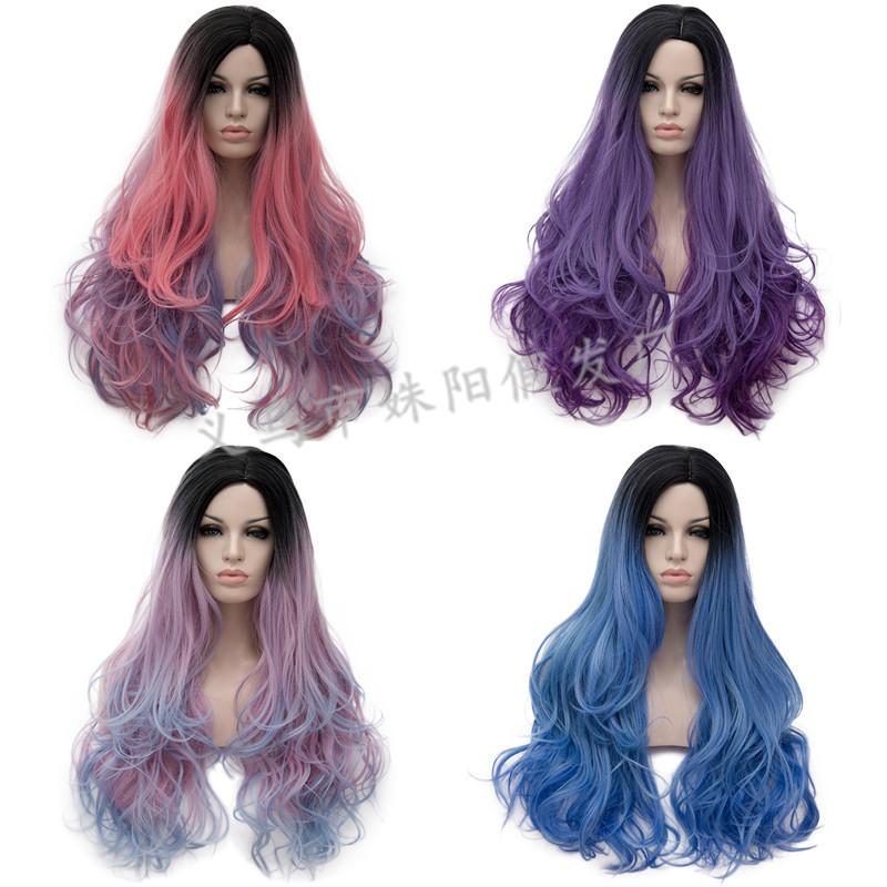European and American Fashion Wig, Halloween Best-selling Model, Dyed Colorful Long Curly Hair, Factory Direct Sales, 15 Yuan Clearance European and American Fashion Wig, Halloween Best-selling Model, Dyed Colorful Long Curly Hair, Factory Direct Sales, 15 Yuan Clearance