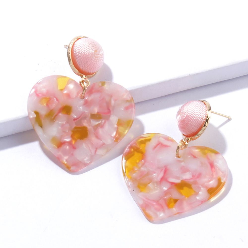 Retro Contrast Color Heart-shaped Acrylic Earrings display picture 7
