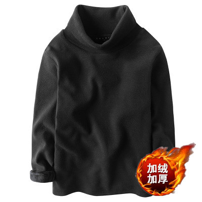 Otoño e invierno forro polar engrosado de cuello alto de los hombres camisa de fondo de manga larga delgada de color sólido de Cuello medio Camiseta de manga larga ropa de otoño cálido