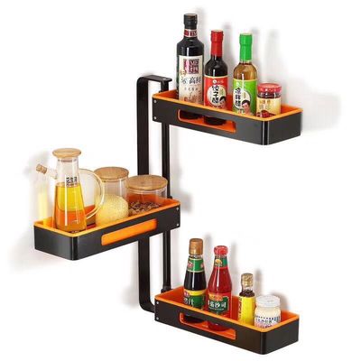 New products originality multi-function Kitchen Shelf rotate Spice rack Wall hanging black Pendant multi-storey Storage rack