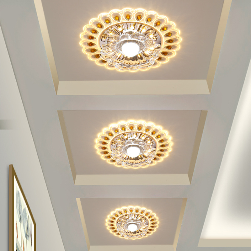 Modern Crystal Ceiling Lights with Warm White LED for Home Decor
