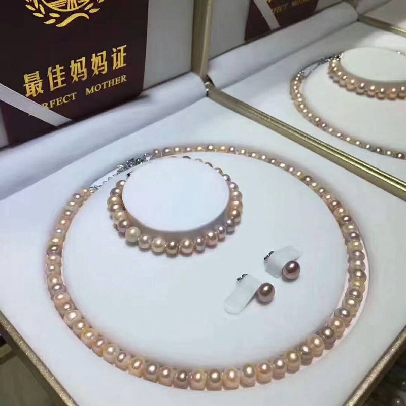 福禄寿项链！母亲节送礼佳品，多彩珍珠纯天然原色8-9mm珍珠套装