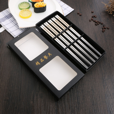 304 Stainless steel chopsticks 8 Stainless steel Fang chopsticks laser non-slip chopsticks