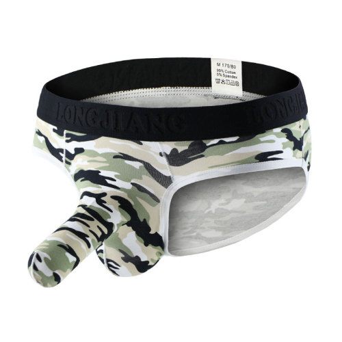 Bullet separation underwear men's briefs cotton camouflage sexy youth pants elephant underwear U convex bag trend 449