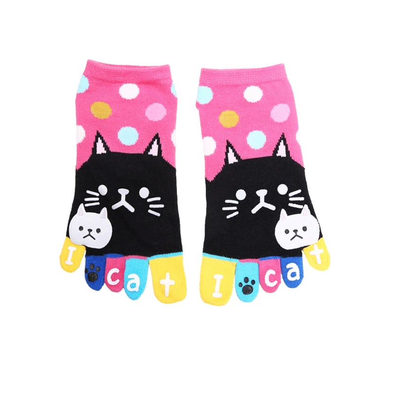 Cute cotton ladies five finger socks divide the toe socks, one piece of cat model, Japanese and Korean style five -finger socks