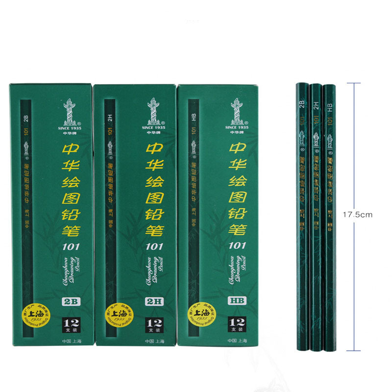 Shanghai 101 China HB Pencil 12/Box Drawing Wooden Pencil Learning…